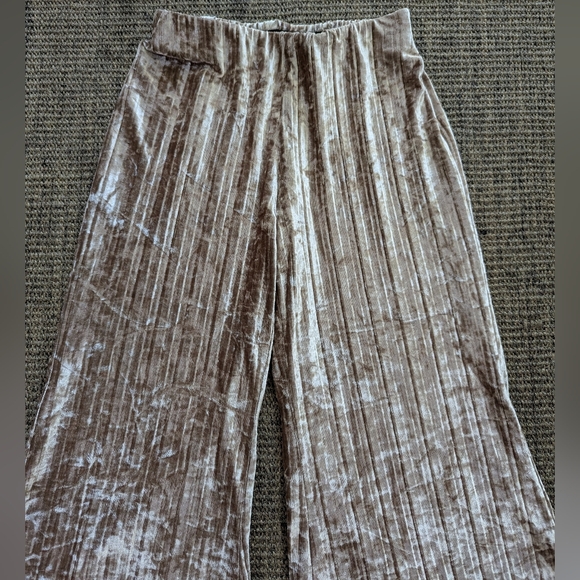 Free People Star Sign Ribbed Pleated Wide Leg Velvet Pants Xs Pre Owned - Picture 4 of 9